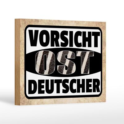 Cartel de madera que dice 18x12 cm Cuidado con la decoración de Alemania del Este