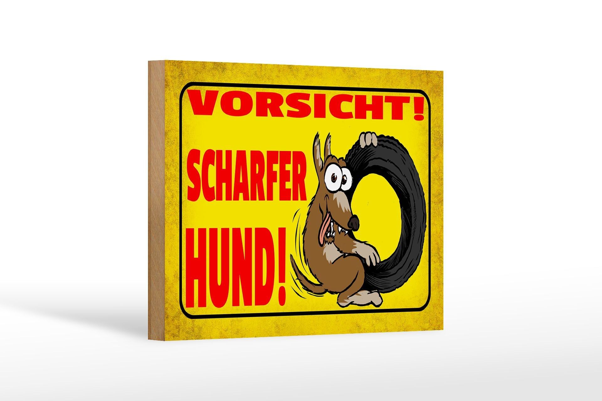 Avviso cartello in legno 18x12 cm Attenzione alla decorazione tagliente del cane