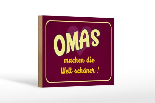 Holzschild Spruch 18x12 cm Omas machen die Welt schöner Dekoration
