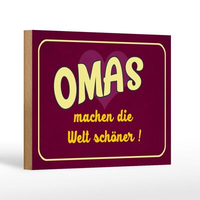 Holzschild Spruch 18x12 cm Omas machen die Welt schöner Dekoration