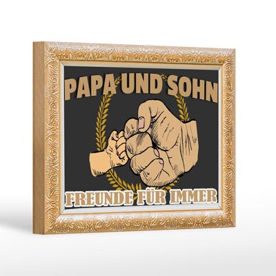 Cartello in legno con scritta "papà e figlio amici per sempre" 18x12 cm decorazione