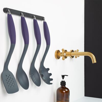 Eyra kitchen utensils with aubergine handles
