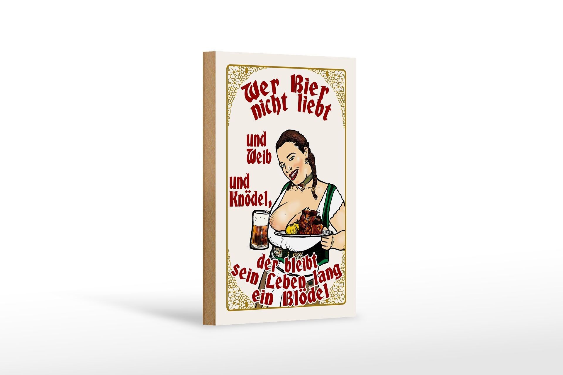 Cartello in legno Pinup 12x18 cm che non ama la birra è una decorazione stupida