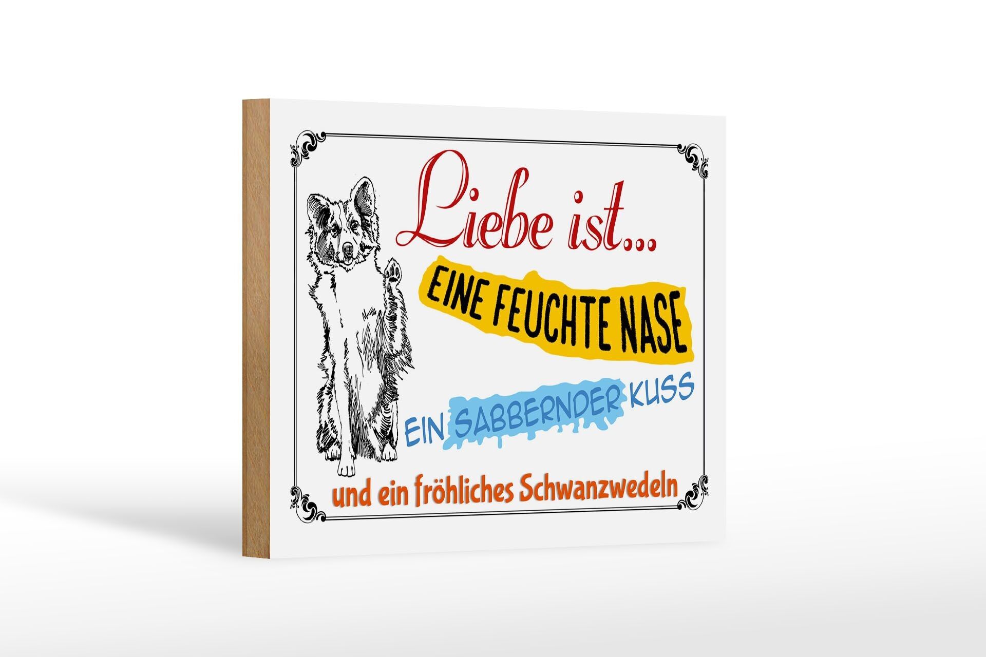 Cartello in legno con scritta 18x12 cm L'amore è una decorazione per il bacio del naso bagnato