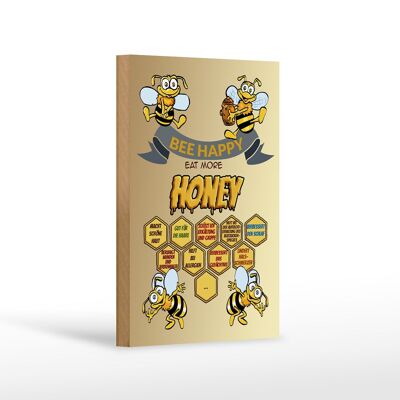 Cartello in legno con scritta 12x18 cm Ape felice mangia più miele decorazione miele