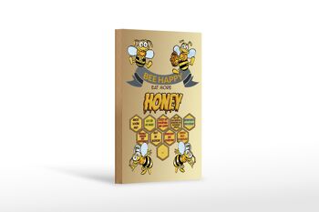 Panneau en bois disant 12x18 cm Abeille heureuse mange plus de miel décoration de miel 1