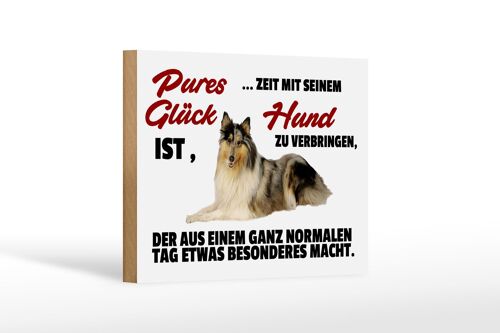 Holzschild Spruch 18x12 cm Pures Glück Zeit mit seinem Hund Dekoration