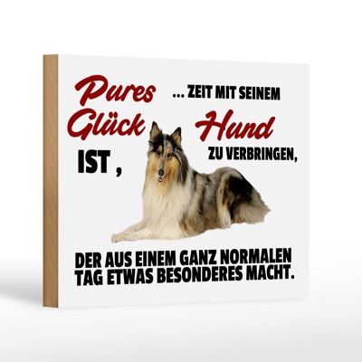 Holzschild Spruch 18x12 cm Pures Glück Zeit mit seinem Hund Dekoration