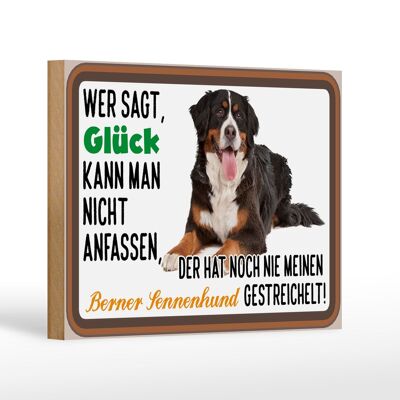 Holzschild Spruch 18x12 cm wer sagt Glück Berner Sennenhund Dekoration