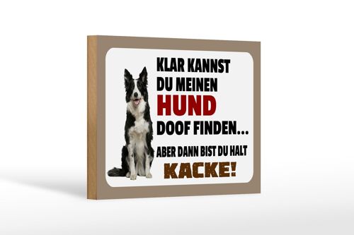 Holzschild Spruch 18x12 cm klar kannst du Hund doof finden Dekoration