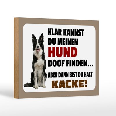 Holzschild Spruch 18x12 cm klar kannst du Hund doof finden Dekoration