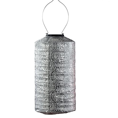 Sustainable Led Lantern Garden Decoration Occult Cylinder - 18 cm - Silver
