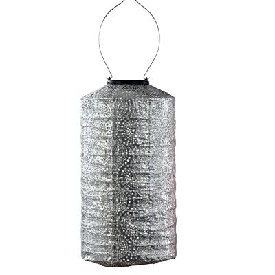 Lanterne Led Durable Décoration de Jardin Cylindre Occulte - 18 cm - Argent