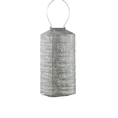 Linterna Led Sostenible Decoración de Jardín Cilindro Oculto - 18 cm - Plata
