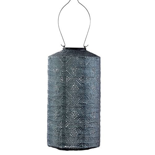 Sustainable Led Lantern Garden Decoration Topaze Cylinder - 18 cm - Grey Blue