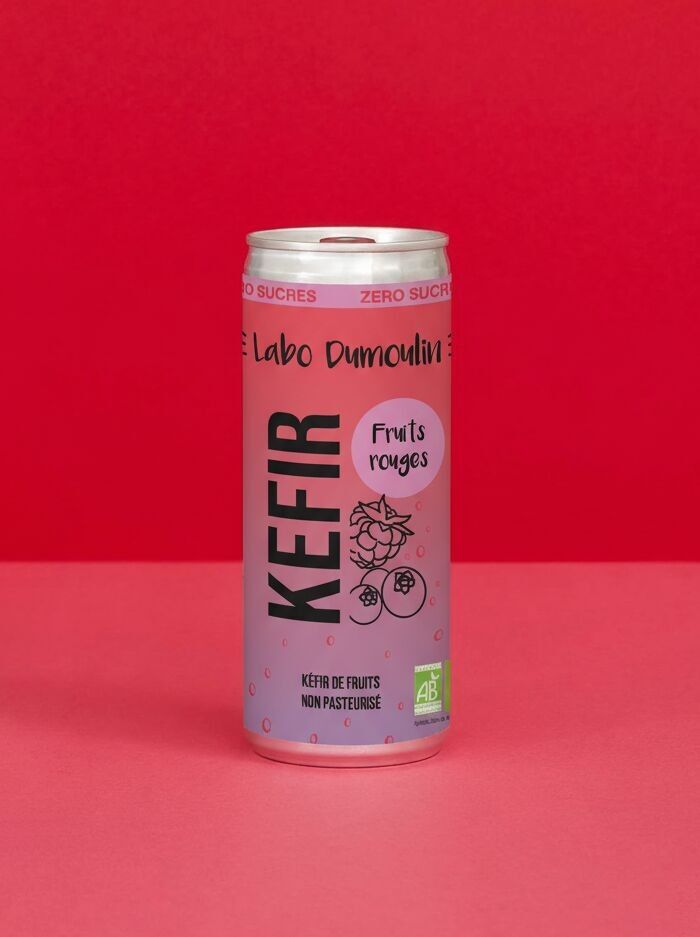 Organic Red Berry Kefir 25cl can - ZERO SUGAR, UNPASTEURIZED
