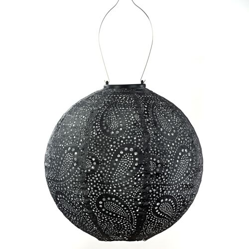 Sustainable Led Lantern Garden Decoration Paisley Round - 30 cm - Dark Gray