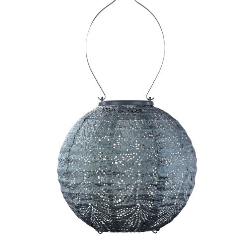 Sustainable Led Lantern Garden Decoration Topaze Round - 20 cm - Gray Blue