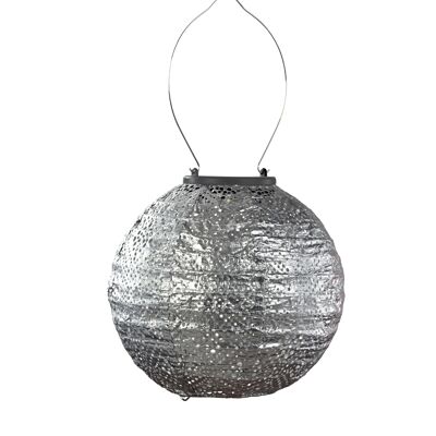 Lanterna a LED sostenibile decorazione da giardino topazio rotondo - 20 cm - argento
