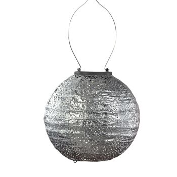 Lanterne Led Durable Décoration de Jardin Topaze Ronde - 20 cm - Argent