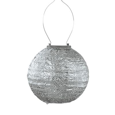 Lanterne Led Durable Décoration de Jardin Topaze Ronde - 20 cm - Argent