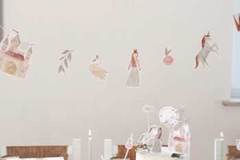 Grand set de fête "Princesse" | Ensemble de décoration de fête, thème d'anniversaire pour enfants, décoration de gâteau, guirlande d'invitation, papier d'emballage | COEUR et PAPIER 6