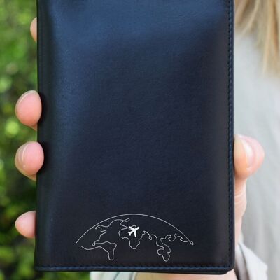Passport cover "World - Aviator" case made of genuine leather