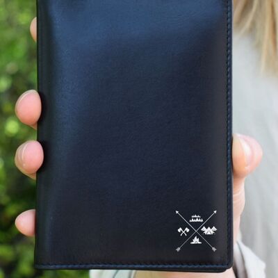 Genuine leather passport cover "Arrows Emblem"