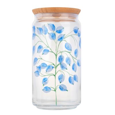 Painted glass jar 1,5L Glycine Bleu