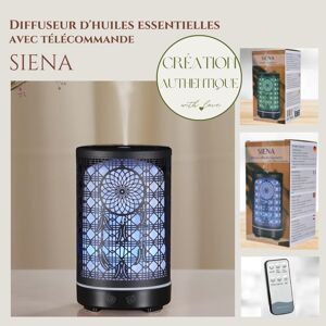 Diffuseur Ultrasonique - Siena – Diffusion Huiles Essentielles avec Télécommande – En Métal – Idée Cadeau Original