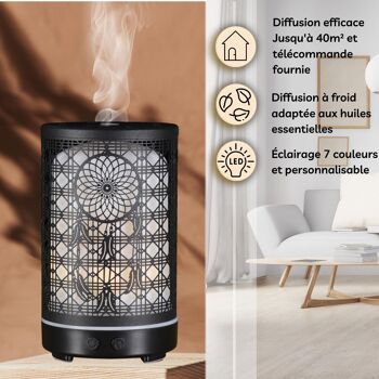 Cadeaux Fête des Mères - Diffuseur Ultrasonique - Siena – Diffusion Huiles Essentielles avec Télécommande – En Métal – Idée Cadeau Original 3