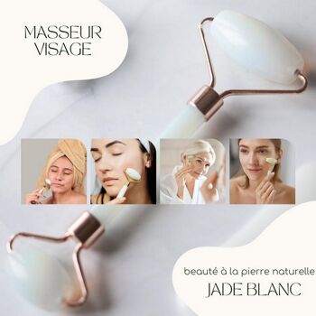 Rouleau Massage – Pierre de Jade Blanc – Outil Massage Naturel – Accessoire Beauté – Roller Masseur – Housse Fournie 4