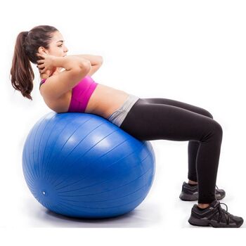 Ballon de Yoga et Fitness Taille M 65 cm Bleu – Pompe Fournie – Résistant et Multi Usages – Gym Ball - Adhérence Optimale 2