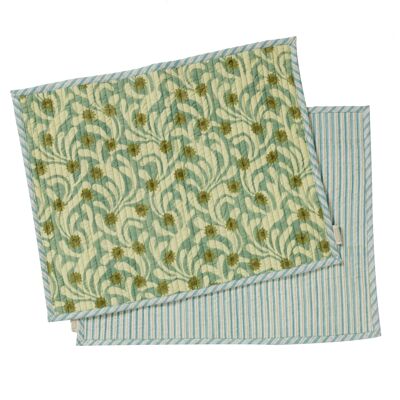 Set of 2 Poppies Blue Green placemats