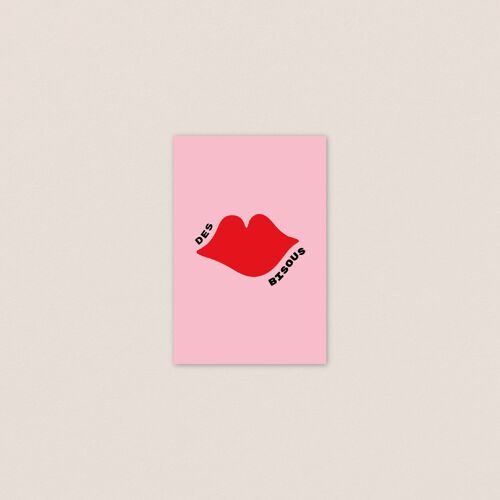 Carte postale Des Bisous - Illustration douce- Déclaration d'amour - Tendresse -Des bisous en carte