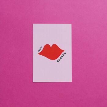 Carte postale Des Bisous - Illustration douce- Déclaration d'amour - Tendresse -Des bisous en carte 2