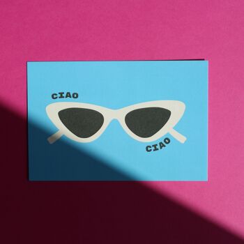 Carte postale Ciao - Illustration vive et fun - Envoi de souvenirs - Le petit mot mignon - Vacances 3