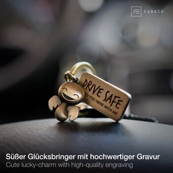 Porte-clés ange gardien "Happy" - porte-bonheur avec message gravé "Drive safe" 11