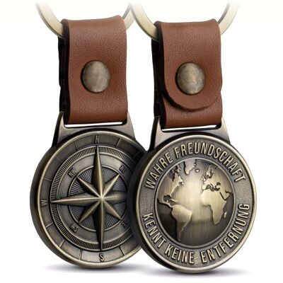 "Northstar" Compass & World Keychain "True Friendship" Pendant - Gift for best friend