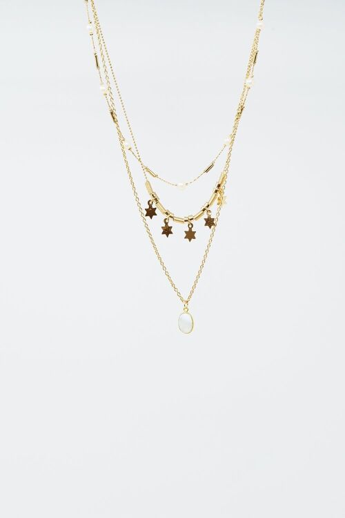 3 in 1 necklace with star and pearl detail