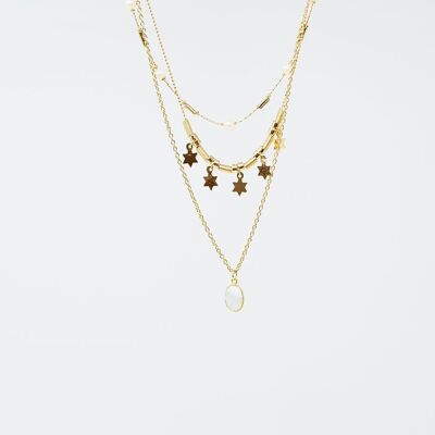 3 in 1 necklace with star and pearl detail