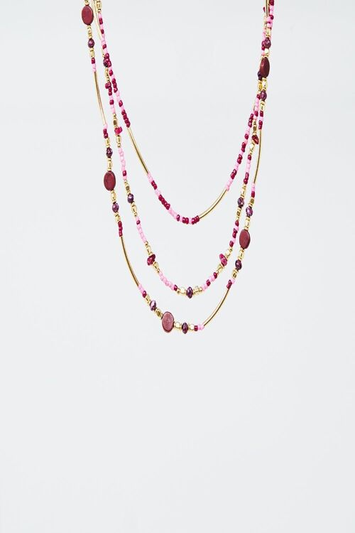 3 in 1 necklace with multicolor stones