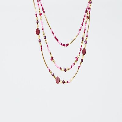 Collier 3 en 1 avec pierres multicolores