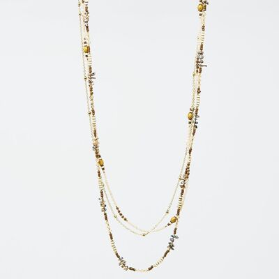 3-in-1-Halskette mit verschiedenen Perlenarten