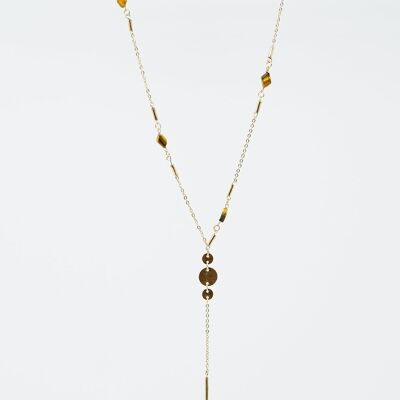Golden necklace with stone detail and pendant