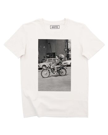 T-shirt Coluche à Moto - Tee-shirt Photo Vintage Humoriste 1