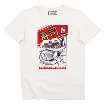 T-shirt Un Rêve de Sushi - Tee-shirt Nourriture Japon Chat