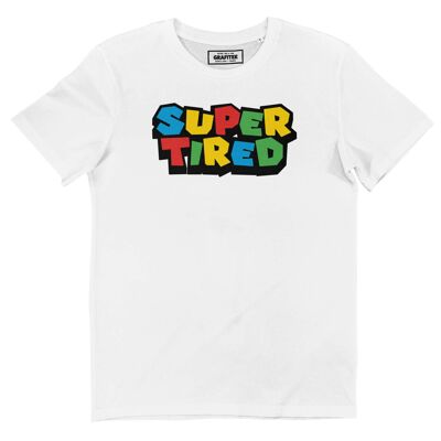 T-shirt Super Tired - Tee-shirt Typographie Mario