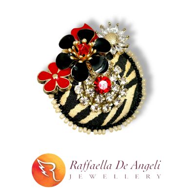 Anillo ajustable Electra atigrado rojo