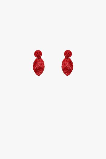 Boucles d'oreilles en perles de forme ovale en rouge 1